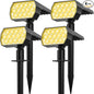 Solar Spot Lights Outdoor Waterproof IP65, [4 Pack/65 LED] 2-in-1 Solar Landscaping Spotlights, 3 Lighting Modes Solar Powered Garden Flood Light for Patio Pathway Driveway Yard Pool (Warm White)