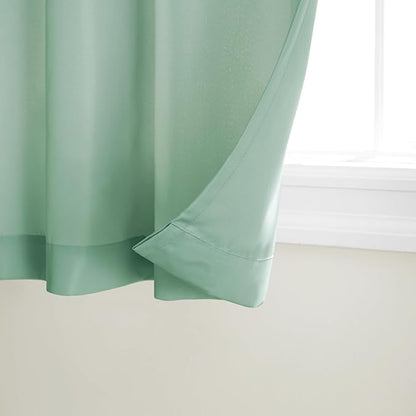 TOWN & COUNTRY BASICS Cabana Solid Heavyweight Indoor Outdoor Curtains, Light Filtering Opacity with Grommet Top, Water Repellent, 2-Pack Set, 54"x96", Seafoam