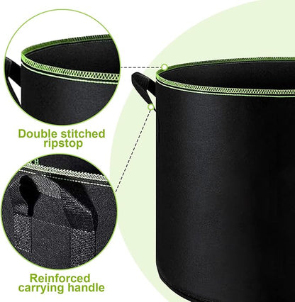 6-Pack 5 Gallon Grow Bags - 300G Heavy Duty Aeration Fabric Pots with Handles,Thickened Nonwoven Planter Bags for Vegetables Flowers Fruits