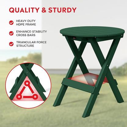 Costaelm Paradise HDPE Outdoor 24.5 Inch Round Portable Folding Patio Dining - Image 6