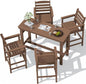 SERWALL Outdoor Bar Set - 4 Adirondack Bar Chairs & Bar Height Table with 1.6" Umbrella Hole, All-Weather HDPE Patio Furniture for Poolside, Backyard, Garden - Brown