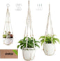 3 Pack Macrame Plant Hanger Indoor 3 Different Sizes Hanging Planter Basket Flower Pot Holder with Wood Beads & No Tassels for Boho Home Decor, 23, 30, 35 Inch, Ivory (Pot Not Included)
