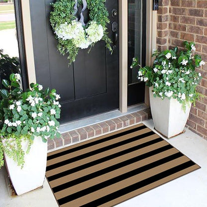 Outdoor Rugs Striped Door Mat, Brown and Tan, 2 x 3 Ft
