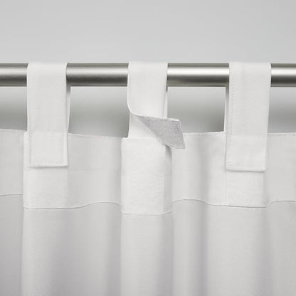 Exclusive Home Cabana Solid Indoor/Outdoor Light Filtering Hook-and-Loop Tab Top Curtain Panel Pair, 54"x96", Vanilla