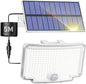 Peasur 1 Pack Solar Motion Lights Outdoor, 318 LED Solar Security Light with 3 Modes, IP65 Waterproof Powered Flood Lights for Outside Patio Garage Yard, (Cool Light,White Frame)