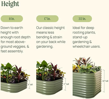 Vego garden 17" Tall 42" Round Raised Garden Bed Metal Raised Bed Planter Box for Vegetables Flowers Patio, Modern Gray