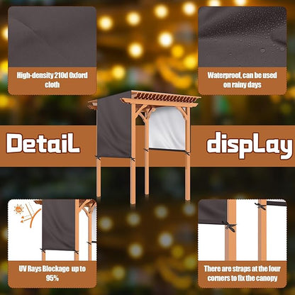 Universal Pergola Replacement Canopy Outdoor Canopy Shade Cover Waterproof Shade Top Cover for Outdoor Patio Porch Backyard(16 x 8 ft,Coffee)