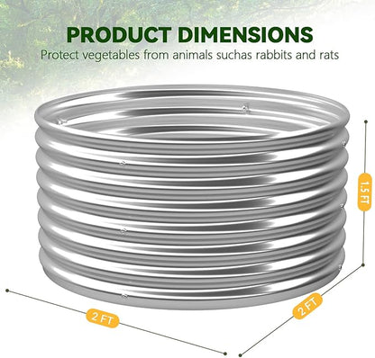 4 Pack Tall 2x2x1.5FT Round Raised Beds for Gardening, Corrugated Galvanized Steel Raised Garden Bed, Outdoor Metal Above Ground Garden Bed for Vegetables and Flowers