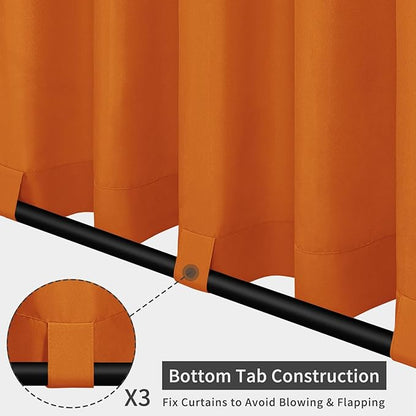 Easy-Going Outdoor Patio Curtains Detachable Tab Top Windproof Weatherproof Curtain for Cabana, Porch, Pergola and Gazebo, Tab Bottom Drape, 2 Panels, 54W x 108L inch, Orange