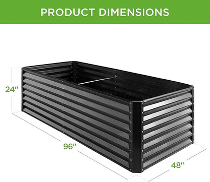 Best Choice Products 8x4x2ft Outdoor Metal Raised Garden Bed, Deep Root Planter Box for Vegetables, Herbs & Flowers, 478-Gallon Capacity, 100% Non Toxic Materials - Gray