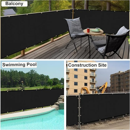 UPGRADE Privacy Fence Screen 8'x26' Black Outdoor 90% Visibility Blockage 170 GSM Mesh Shade Cover Panels for Backyard,Balcony,Home Decoration with Zip Ties,Customized Avaliable