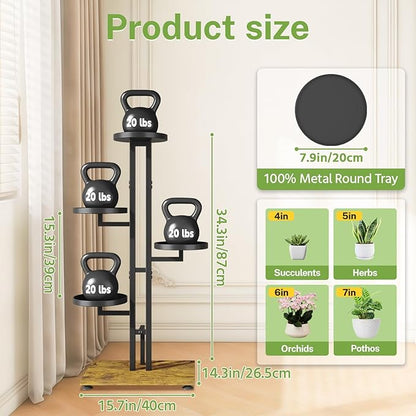 iDavosic.ly 4 Tier Plant Stand Indoor Outdoor, Tiered Corner Multiple Flower Pot Holder Shelf, Metal 34 Inch Tall Display Rack for Patio Porch Living Room Garden Balcony Bedroom, Black