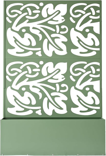 Oakland Living 6 ft. X 4 ft. Green Freestanding Metal Privacy Screen Room Divider with Flower Box