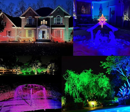 TOVEENEN 25W Color LED Outdoor Landscape Spotlight - Waterproof RGB Spot Lights for Yard Tree House Halloween Christmas, Dual Mode, 120V 25W