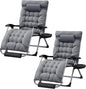 Homall Oversized Zero Gravity Chair, Set of 2 Recliner Lounge Chair with Removable Soft Cushion and Cup Holder, Adjustable Anti Gravity Chair Folding Patio Chairs Padded for Indoor and Outdoor (Gray)