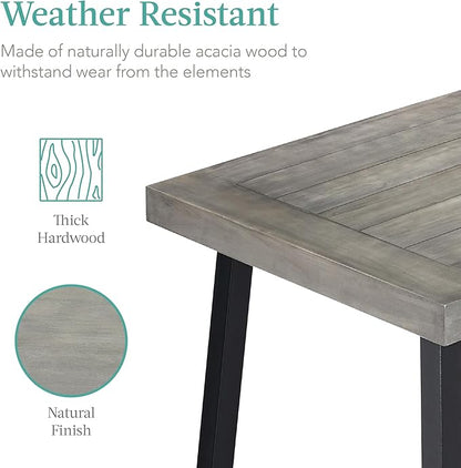 Best Choice Products 6-Person Indoor Outdoor Acacia Wood Dining Table, Picnic Table w/Powder-Coated Steel, 350 Pound Capacity Legs - Weathered Gray