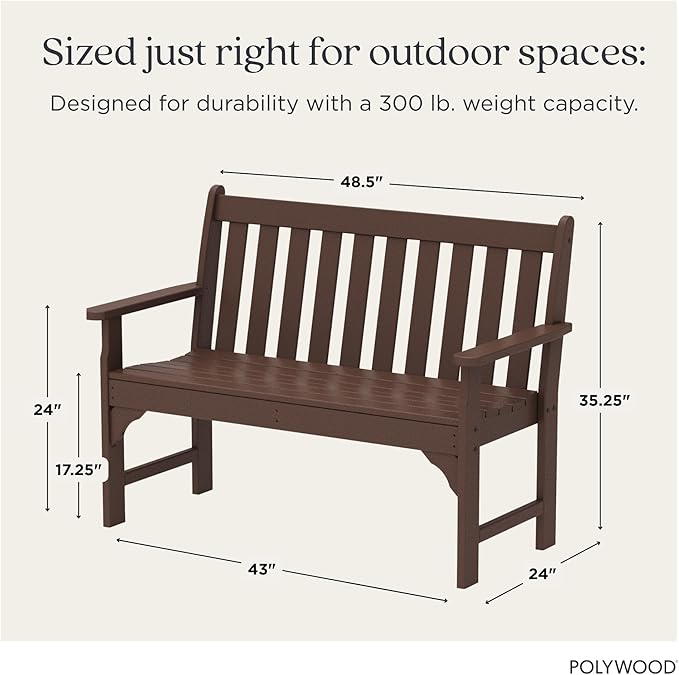 POLYWOOD GNB48MA Vineyard 48" Bench, Mahogany