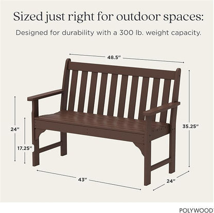 POLYWOOD GNB48MA Vineyard 48" Bench, Mahogany