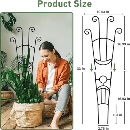 32.6in Plant Trellis for Climbing Plants Indoor Outdoor, Expandable Large Metal Garden Trellis for Potted Plants, Heavy-Duty Tall Pothos Plant Climber Support for Ivy Pothos Hoya Monstera, 2P