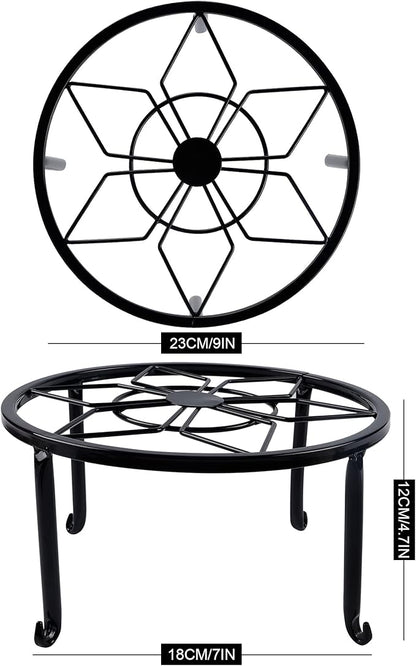 yosager 4 Pack Metal Plant Stands for Flower Pot, Heavy Duty Black Iron Potted Stand Holder, Indoor Outdoor Rustproof Metal Planter Container Round Supports Display Rack for Home & Garden Decor