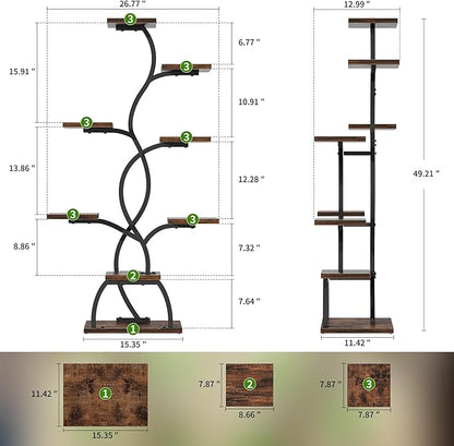 Plant Stand Indoor with Grow Light - 8 Tiered Plant Shelf Indoor, Corner Plant Stand, 49" Tall Plant Shelf with Lights for Indoor Growing, Lighted Flower Holder for Living Room, Balcony, Black