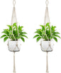 Macrame Plant Hanger - Fits 4 to 12 inches Pots for Indoor Outdoor, 44 Inch, 2 Pack, Ivory (POTS NOT Included)