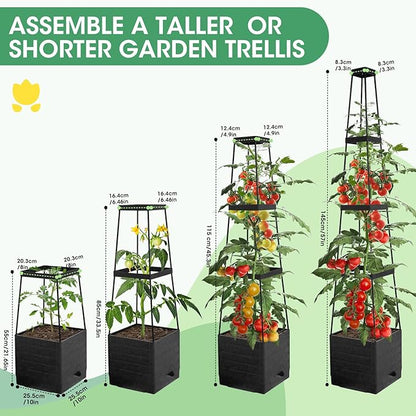 MQFORU 2Pack Raised Garden Bed Planter Boxes with Trellis, 57" Self-Watering Tomato Planter Boxes with Trellis for Climbing Vegetable and Plants, Tomato Cage for Indoor Outdoor Use