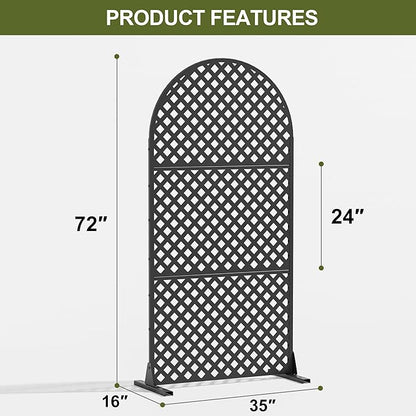 Casaphoria 72" H x 35" W Arched Metal Privacy Screen - Elegant Freestanding Outdoor Screen for Deck, Patio & Balcony - Versatile Decorative Privacy Panels for Home & Garden Use (Black-Laurence)