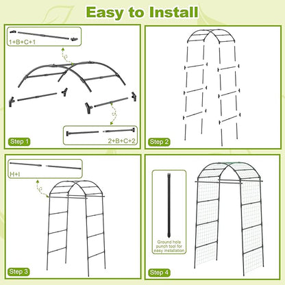 Miory Garden Arch Trellis for Climbing Plants Outdoor, Metal Plants Support Trellis for Climbing Vine Tomato Vegetable Flower Fruit, Cucumber Trellis for Raised Bed (32 x 83 Inch)