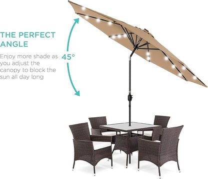 Best Choice Products 10ft Solar Polyester LED Lighted Patio Umbrella w/Tilt Adjustment and UV-Resistant Fabric