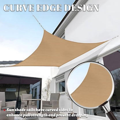 SUNLAX Custom Size 8' x 19' Sand Sun Shade Sail Canopy Commercial Rectangle Sail Shade Fabric for Patio Garden Backyard Pool (Customized)