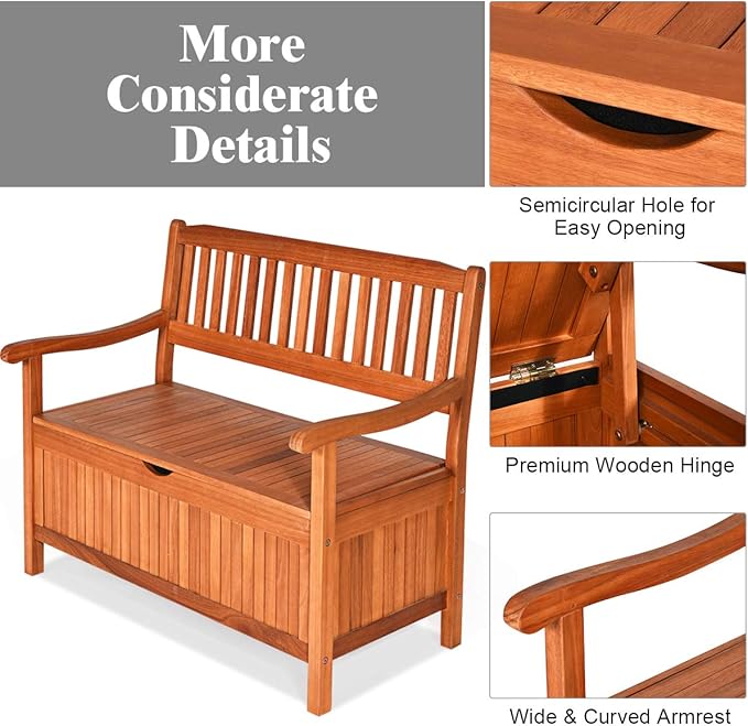 Storage Bench with Eucalyptus Frame, Removable Liner, Natural Finish