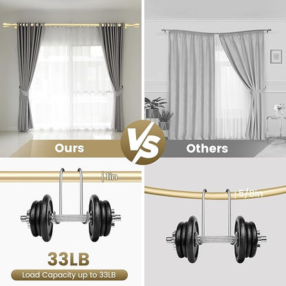 1” Diameter Gold Curtain Rod Itself is 30-60 inch 1 Pack, Fit 30 to 54 Windows with Heavy Duty Adjustable Telescopic Rod，Splicing Metal Extra Long Curtain Rod for Windows Sliding Glass Door