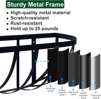 DUNCHATY Railing Planter Window Box - 4 Pack 24" Horse Trough Planter with Coco Fiber Liner - Deck Balcony Rail Planter for Porch Fence Patio Outdoor