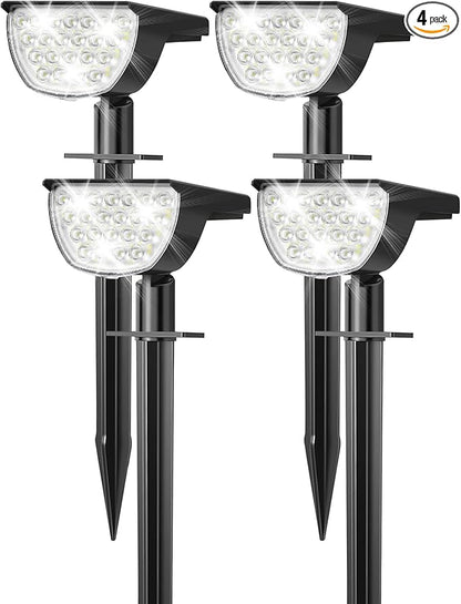 Solar Lights Outdoor Waterproof IP65, Solar Powered 76 LED 3 Lighting Modes Solar Spot Lights Outdoor for Yard Garden Landscape Pathway (Cool White, 4 Pack)