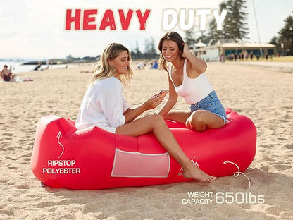 WEKAPO Inflatable Couch Air Lounger Chair - Camping & Beach Accessories, Portable Blow up Sofa for Hiking, Lawn, Indoor/Outdoor Movies & Music Festivals. Lightweight and Easy to Set Up Air Hammock