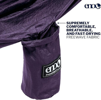 ENO TravelNest Hammock & Straps Combo - Portable Hiking and Camping Hammock with Straps Included - Travel Hammock for Camping, Hiking, Backpacking, a Festival, or The Beach + Straps Combo - Plum