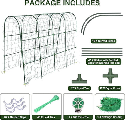iGreely Cucumber Trellis for Raised Bed, U-Shape Garden Arch Metal Support for Climbing Plants, Metal Arch Vegetables Trellis, Plant Support for Vine (Green, 69.3" L×30" W×47.2" H)