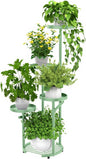 TOSKING 5 Tier Metal Plant Stand Indoor， Plant Shelf, Corner Shelf Flower Pot Stand for Outdoor Plant Stand for Living Room Balcony Garden Patio Bedroom (Green, 42in)