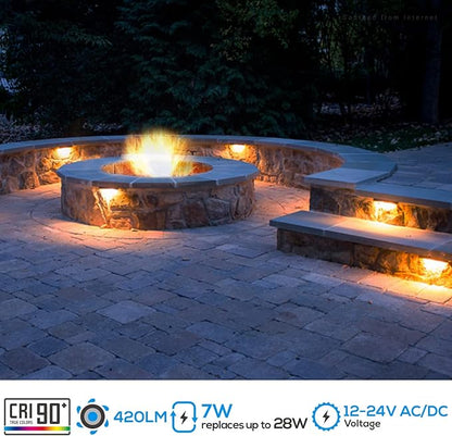 LEONLITE 8-Pack Premium Series 5CCT 12 Inch Hardscape Lighting Low Voltage LED Swivel, 2200K/2700K/3000K/4000K/5000K Selectable, Retaining Wall Light, 12V Paver Light, 7W Outdoor Step Light, ETL
