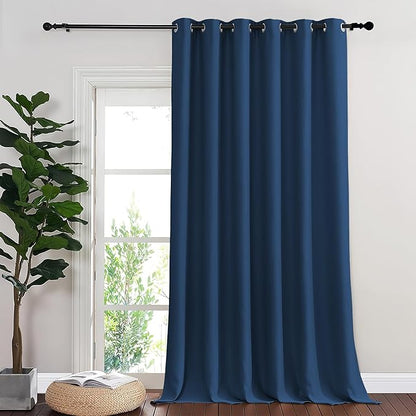 NICETOWN Blackout Curtains - Privacy Thermal Efficiency Backdrop Curtains for Bedroom Room Divider Living Room Patio Sliding Glass Door, Wide 80 x Long 144 inch, Moroccan Blue, 1 Panel