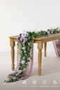 Artificial Flower Garland, 6-Foot Silk Eucalyptus and Rose, Purple