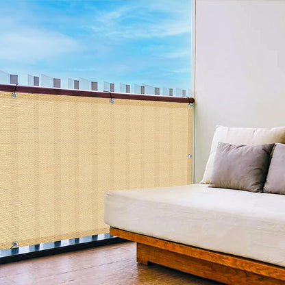LOVE STORY Balcony Privacy Screen, 3.3' x19.7' Sand Deck Shield Screen Fence Cover (HDPE),UV Protection and Weather-Resistant,3 FT Height for Deck, Patio, Backyard, Outdoor Pool, Porch, Railing