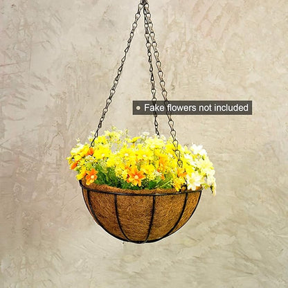 Tosnail 3 Pack 10" Metal Hanging Flower Pots Hanging Planters Plant Basket with Coco Fiber Liners