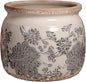 Modern Farmhouse Ceramic Planter for Home Decor, 6.29 Inch Vintage Plant Pot Indoor with Drainage Hole for Succulent Rosemary Plant, Distressed Pottery Vase for Office Balcony Decoration & Gift (Gray)