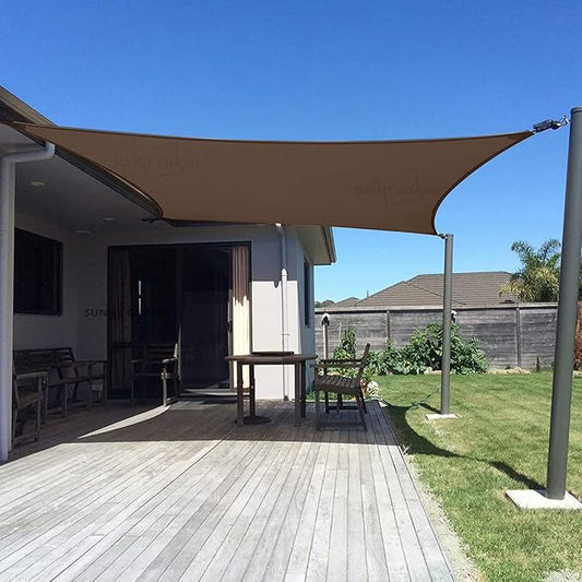 SUNNY GUARD Sun Shade Sail 10' x 20' Rectangle Brown UV Block Sunshade for Backyard Yard Deck Patio Garden Outdoor Activities and Facility(We Make Custom Size)
