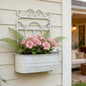 Rustic Metal Wall Planter Vintage Wall Mounted Flower Pot Distressed Wall Hanging Plant Basket Farmhouse Wall Decor for Indoor Outdoor Garden Home Yard (White)