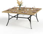 PHI VILLA Large Outdoor Patio Table for 8 Person, 60" Square Metal Steel Slat Table with 1.57"-1.9" Adjustable Umbrella Hole, Weather-Resistant Outdoor Dining Table for Deck Backyards, Brown