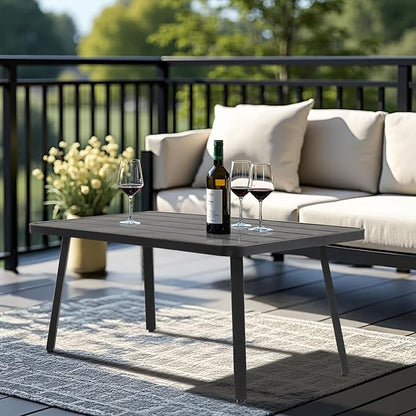 VINGLI Small Steel Outdoor Patio Coffee Table, Weather Resistant Metal Outdoor Large Side Table for Patio Balcony Porch and Living Room, Rectangle, Black (Rectangle)