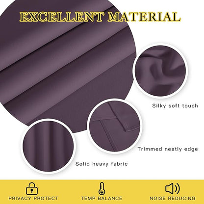 NICETOWN Patio Door Curtain 84 inches Long, Grommet Room Divider Curtain Panel Thermal Insulated Room Darkening for Bedroom/Office, Plum, W100 x L84, 1 Panel